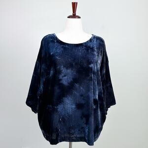 J. Jill Pure Jill Blue Velvet Relaxed Fit Square Sleeve Top
